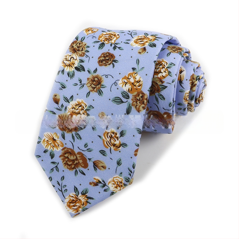 Памучна флорална вратовръзка, форма на стрела, за мъже, флорална шарка, печат