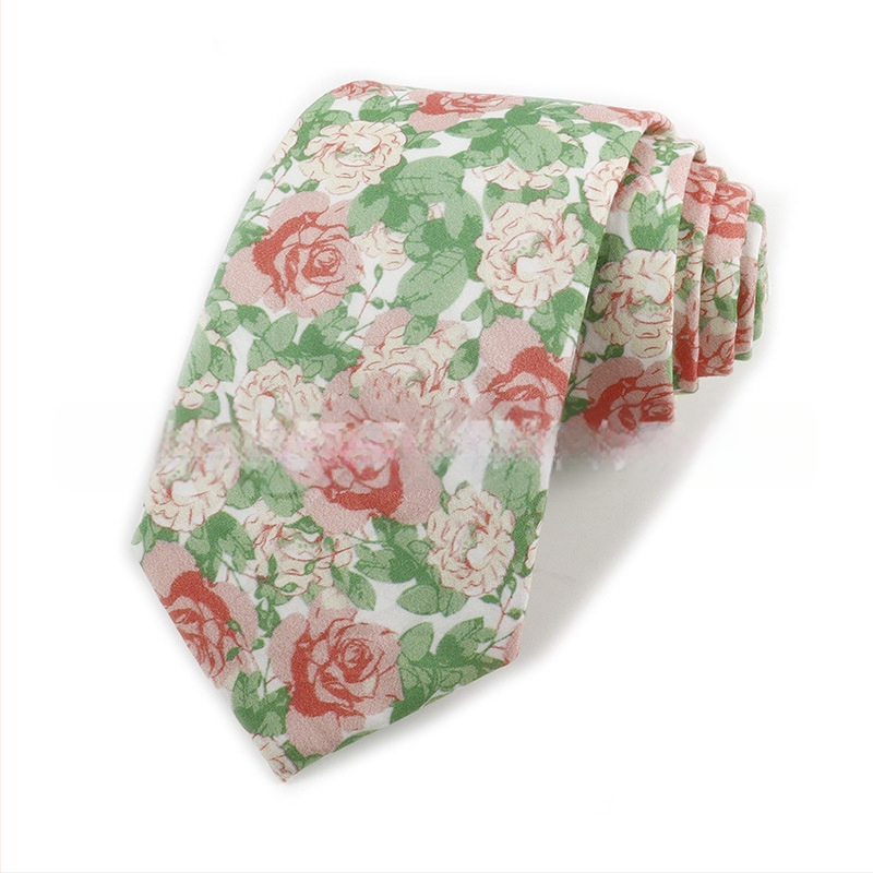 Памучна флорална вратовръзка, форма на стрела, за мъже, флорална шарка, печат