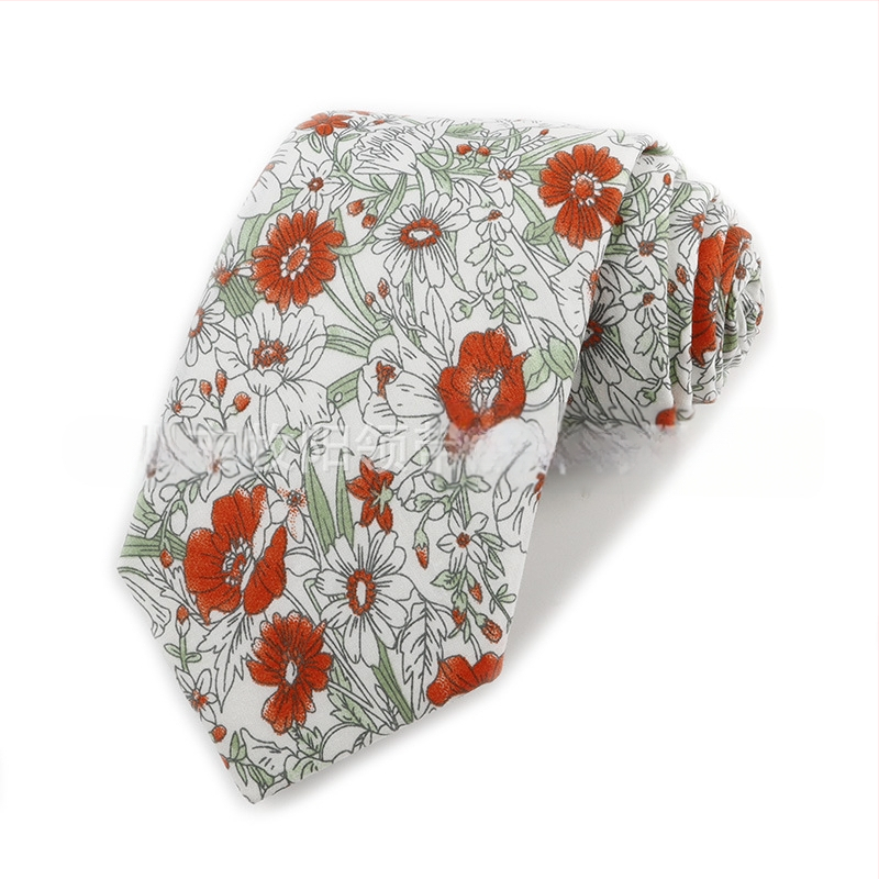 Памучна флорална вратовръзка, форма на стрела, за мъже, флорална шарка, печат