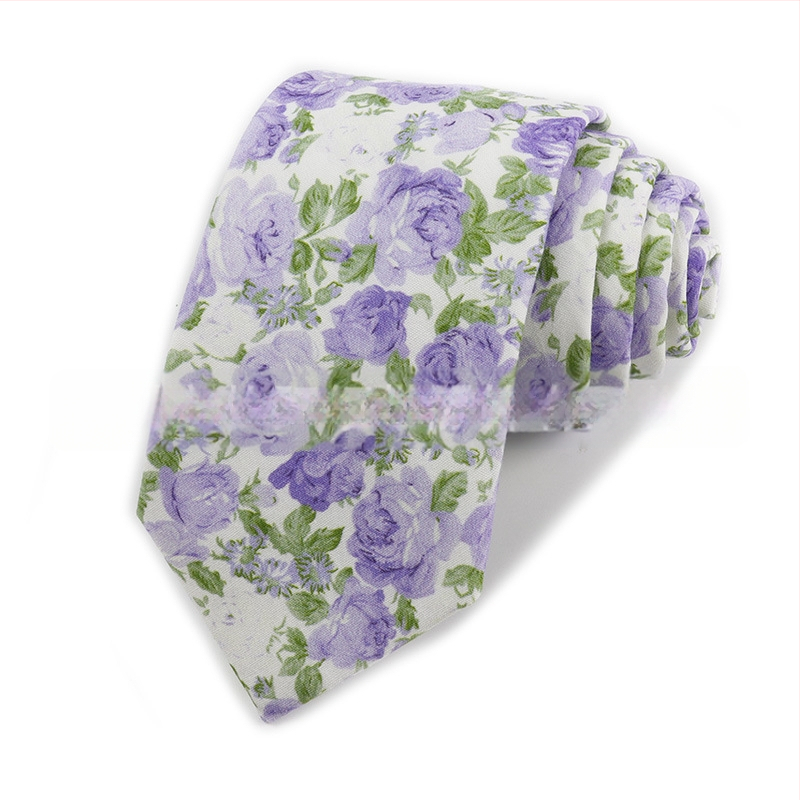 Памучна флорална вратовръзка, форма на стрела, за мъже, флорална шарка, печат