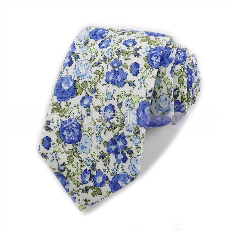 Памучна флорална вратовръзка, форма на стрела, за мъже, флорална шарка, печат