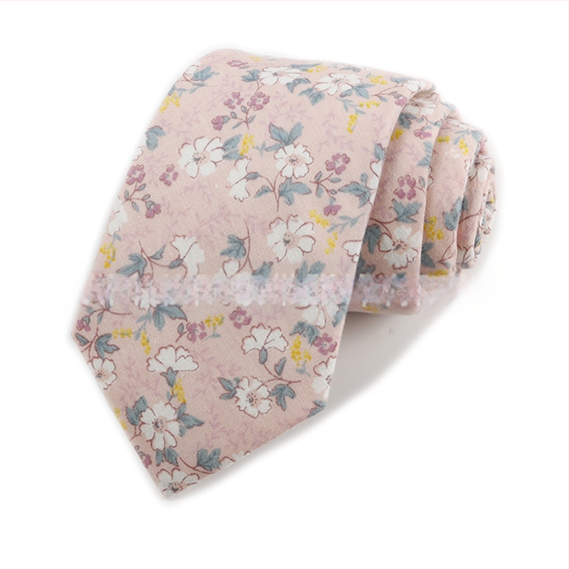Памучна флорална вратовръзка, форма на стрела, за мъже, флорална шарка, печат