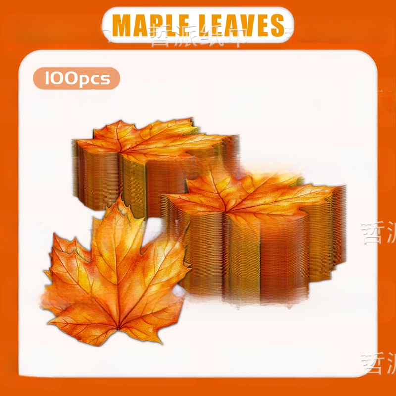 Χαρτοπετσέτα σε σχήμα φύλλου σφενδάμου για παιδικό πάρτι, 2-πλά, 20 φύλλα, από παρθενικό κυτταρικό πολτό ξύλου, πρώτη κατηγορία ποιότητας, δυνατή εκτύπωση λογότυπου