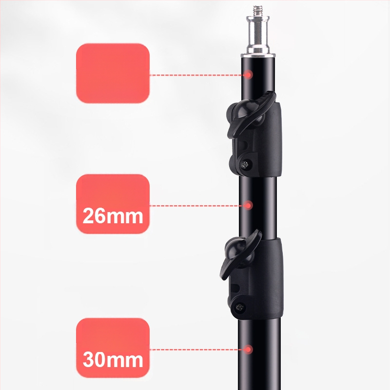 Aluminijski stalak za fotografiju, nosivost 5 kg, visina 2,8 m, promjer cijevi 30 mm, 3-sekcijski, pogodan za live streaming