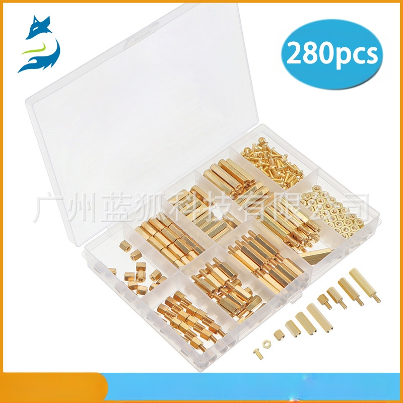 Blue Fox bakreni šestero-kutni distančeri za kućište i matičnu ploču, 280 kom, klasa A, GB900-88, bakar i bakrene legure