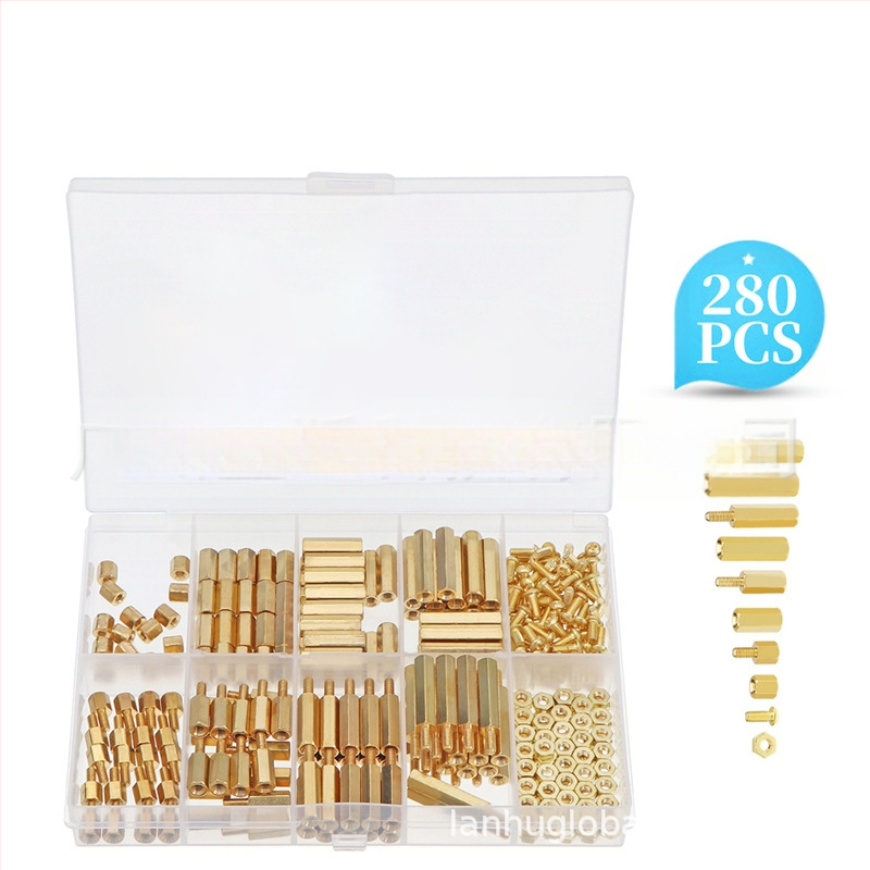 Blue Fox bakreni šestero-kutni distančeri za kućište i matičnu ploču, 280 kom, klasa A, GB900-88, bakar i bakrene legure