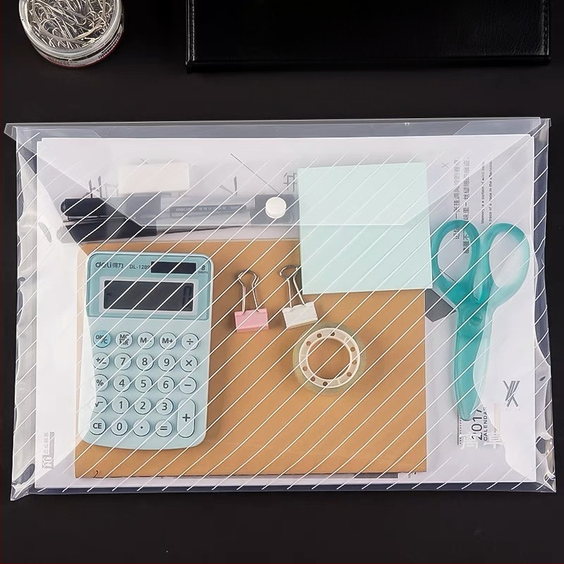 PP failu soma ar snap aizdari, caurspīdīga un ūdensizturīga, slīpā dizains, liela ietilpība dokumentiem