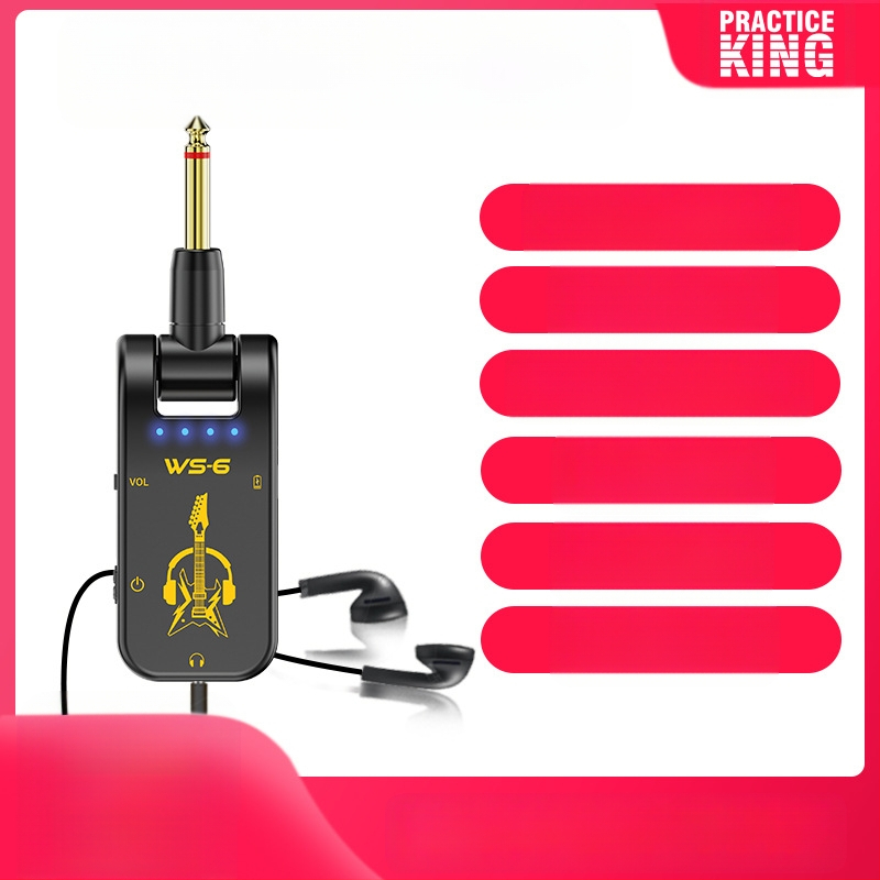 Gitár erősítő effektprocesszorral, zajcsökkentő fülhallgatóval csendes gyakorláshoz, felvételi funkció — WS-6 modell