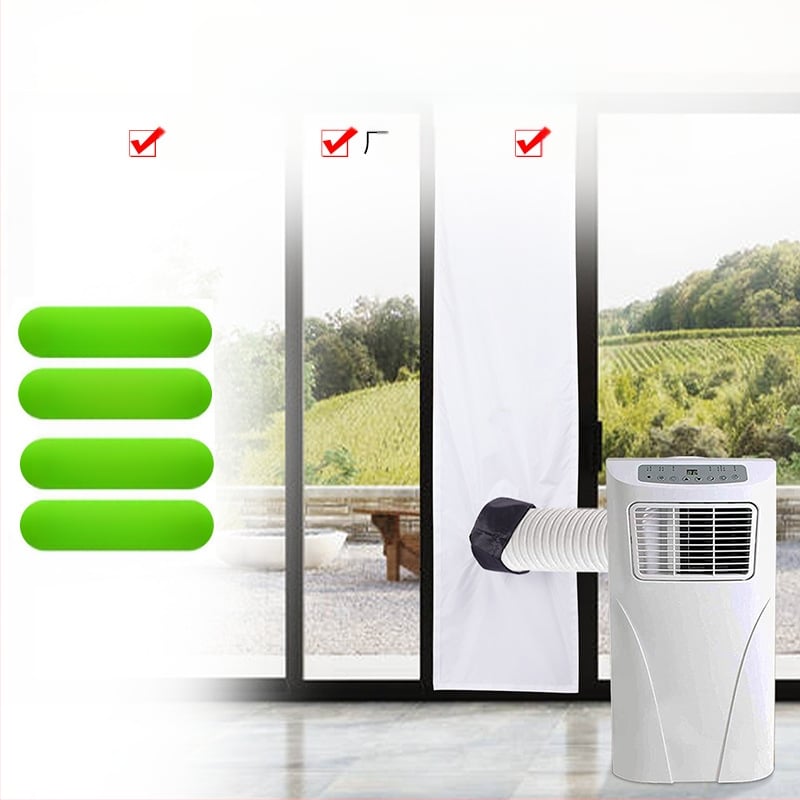 Mobilā gaisa kondicionētāja aizsargaudums – viencaurulē vai divcaurulē versija, regulējams aukls, ūdensnecaurlaidīgs, vēja aizsardzība, mīksts audums gaisa izvadam