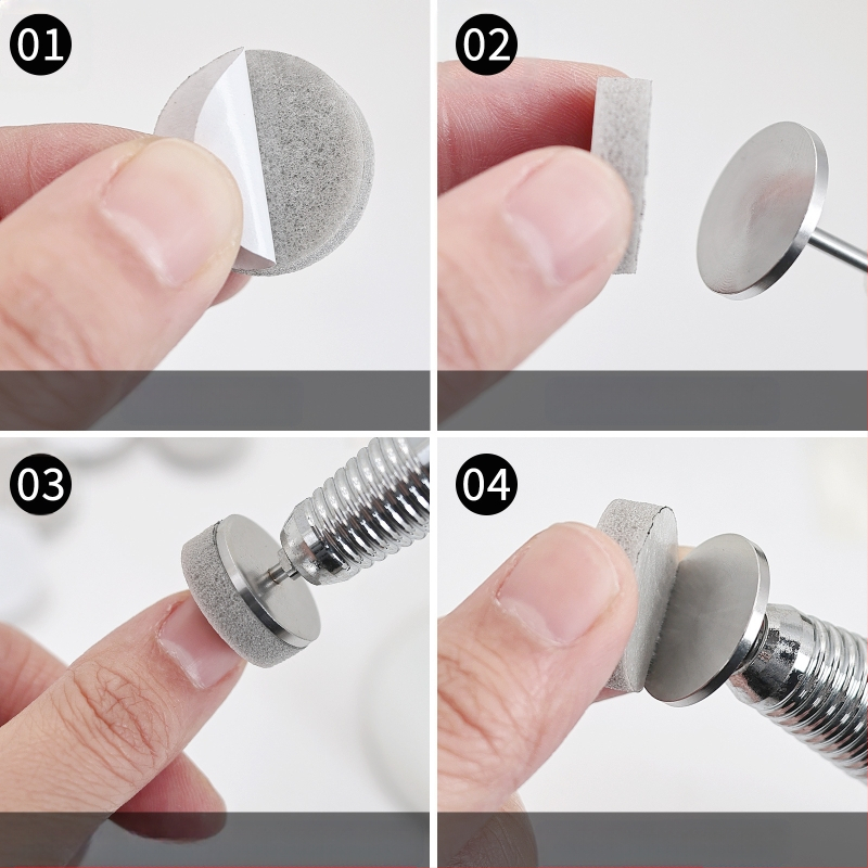 Spužvice za poliranje noktiju – visokoelastična spužva, mini stil, 50 komada, s brusnim štapićem