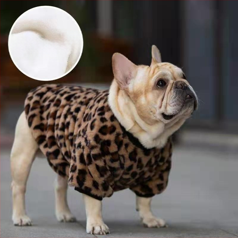 Palton pentru câini și pisici – imprimeu leopard, material pluș, unisex, stil lejer