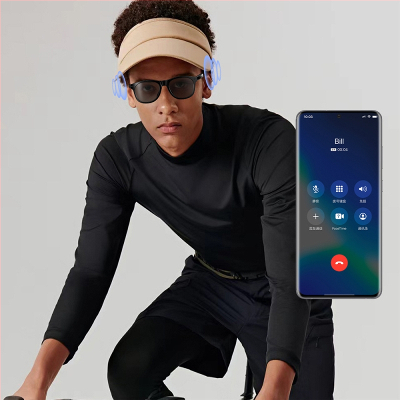 Ochelari de soare Bluetooth F01 cu control tactil, apeluri vocale, protecție UV, baterii duale de 55 mAh, ramă din nylon, compatibili cu Android și iOS