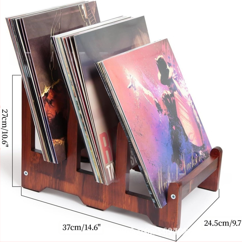 Raft din lemn pentru afișare – Brand Hc, Model 25-6211, Cod F-6211, Stil simplu modern, Spațiu de stocare pentru înregistrări, CD-uri și albume foto