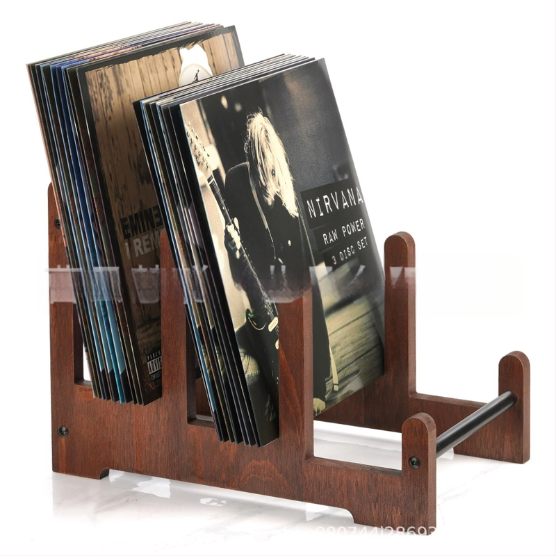 Raft din lemn pentru afișare – Brand Hc, Model 25-6211, Cod F-6211, Stil simplu modern, Spațiu de stocare pentru înregistrări, CD-uri și albume foto