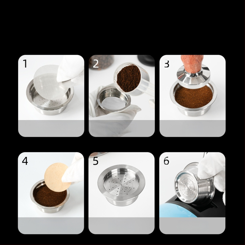 Nerūsējošā tērauda kafijas filtrs ar filtrēšanas papīra komplektu, saderīgs ar Lavazza Mio kafijas automātu