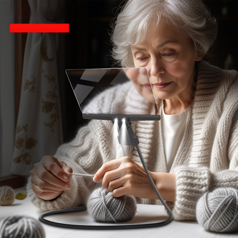 Lasīšanas lupu kakla karāšanai vecākiem ar HD LED gaismu, pilnas lapas lupas izmērs, 3 vienā: kaklā/rokā/uz galda