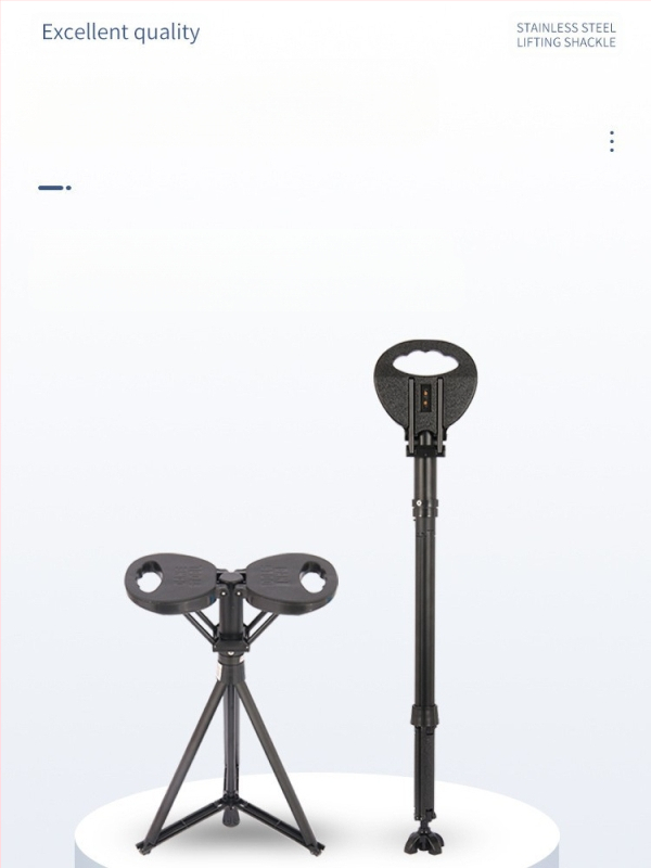 Băț de drumeție cu șezut - Multifuncțional, pentru exterior, ușor; Material: PP ecologic + aluminiu + pernă PU; Greutate: 920 g; Model: Generația a Treia; Brand: HST