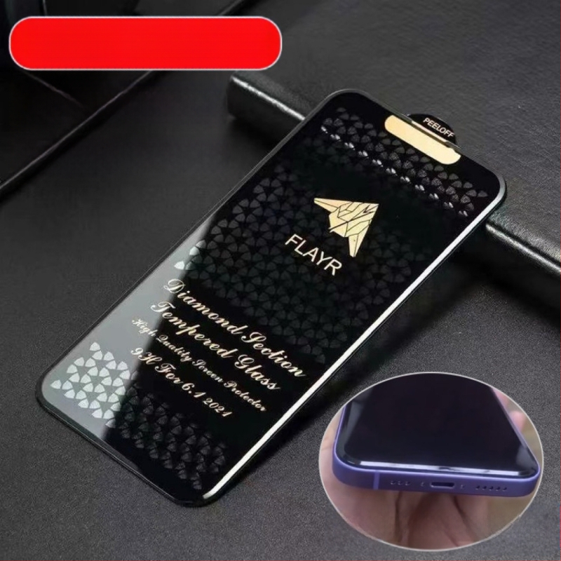 Diamond-Cut izturīgs stikla ekrāna aizsargs iPhone 14 Pro Max – pilns ekrāns ar izliektām malām, anti-fingerprint, anti-staic, HD skaidrība