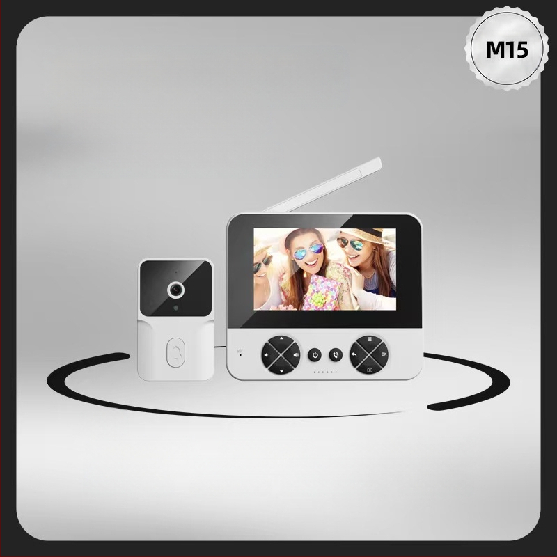 Video durvju zvans ar kameru un nakts redzi, iekšējai izmantošanai, modelis M15, strāvas padeve 110–220V, dažādi zvani.