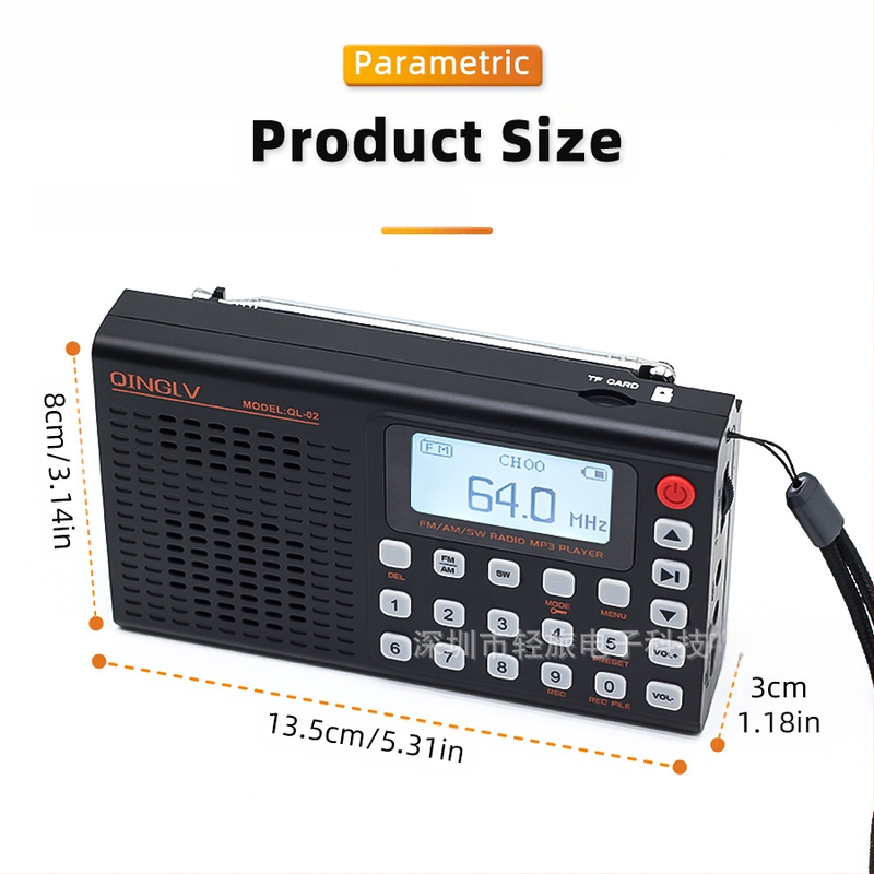 Bluetooth radio s cijelim opsegom FM/AM/SW, snimanje, prikaz teksta, MP3 podrška