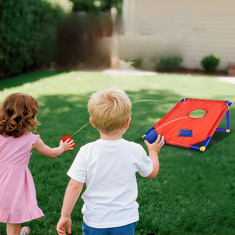 Комплект за хвърляне на пясъчни торбички с вътрешна стойка (пластмасов, за деца 0–3 г.)