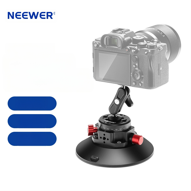 Neewer Cap de Gimbal cu Ventuză din Aluminiu pentru Cameră/Telefon/GoPro — Aspirație Puternică, Montură Auto Stabilă
