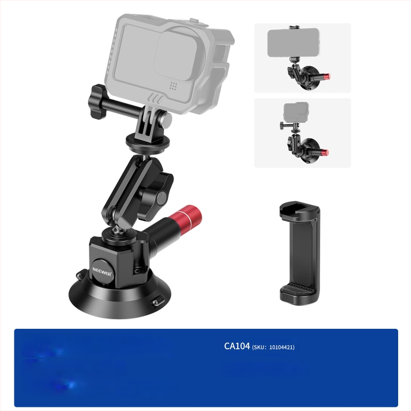 Neewer Cap de Gimbal cu Ventuză din Aluminiu pentru Cameră/Telefon/GoPro — Aspirație Puternică, Montură Auto Stabilă