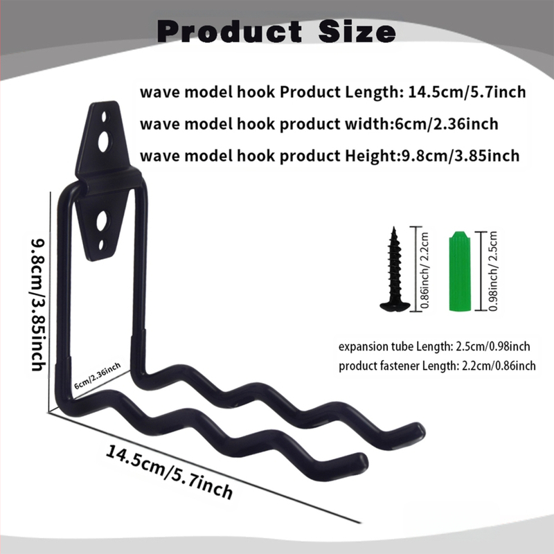 Metāla sienas āķis ūdens caurulēm un instrumentu uzglabāšanai, dubultais āķis, mūsdienīgs minimālais stils, slodze virs 30 kg