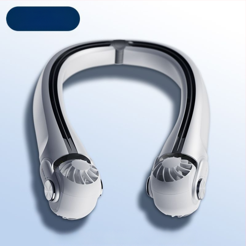 Pārvietojams kakla ventilators, salokāms, USB uzlāde, noņemama baterija 300–500 mAh, 3 ātrumi, bezvadu uzlāde