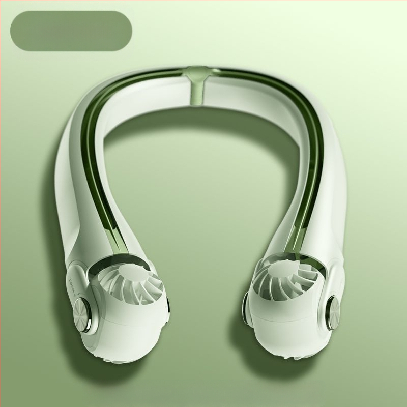 Pārvietojams kakla ventilators, salokāms, USB uzlāde, noņemama baterija 300–500 mAh, 3 ātrumi, bezvadu uzlāde