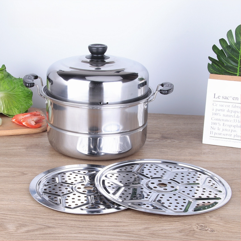 Nehrđajući čelični četverostruki parovnik s jednim dnom i poklopcem od nehrđajućeg čelika