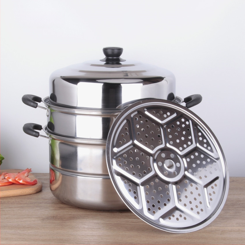 Nehrđajući čelični četverostruki parovnik s jednim dnom i poklopcem od nehrđajućeg čelika