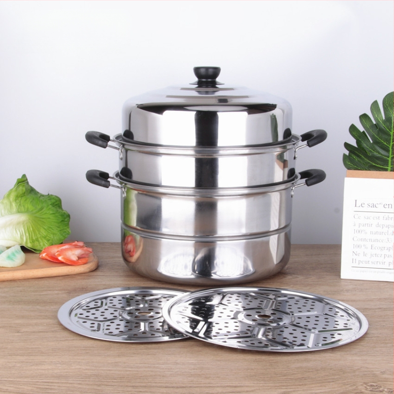 Nehrđajući čelični četverostruki parovnik s jednim dnom i poklopcem od nehrđajućeg čelika