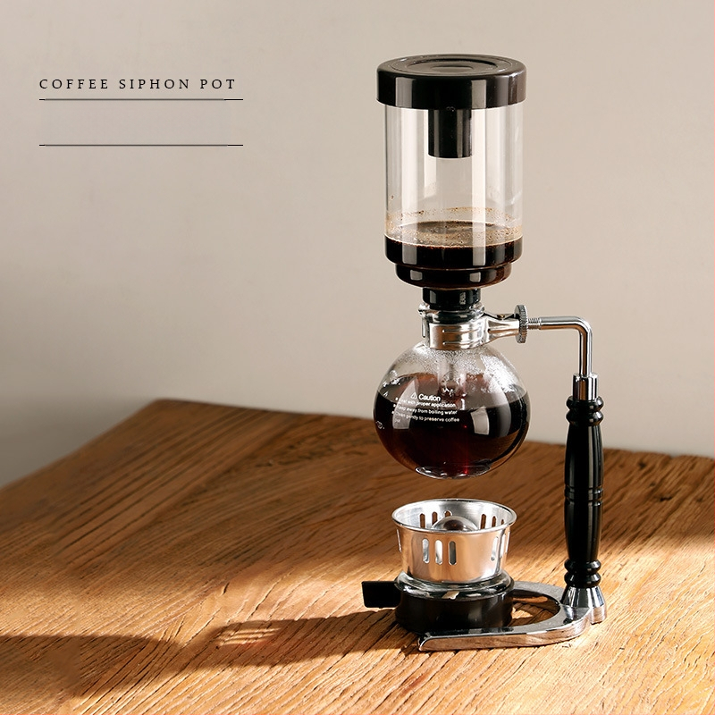 Bincoo Set sifon cafea, Stil minimalist modern, Geam rezistent la temperatură, Materiale: sticlă borosilicată înaltă + ABS + Fier