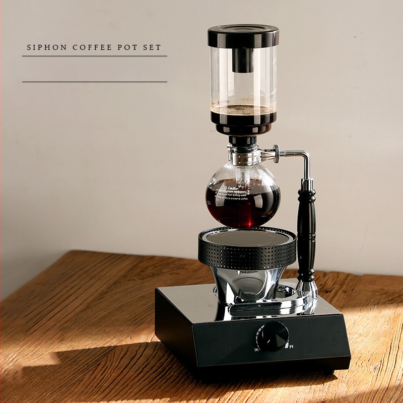 Bincoo Set sifon cafea, Stil minimalist modern, Geam rezistent la temperatură, Materiale: sticlă borosilicată înaltă + ABS + Fier