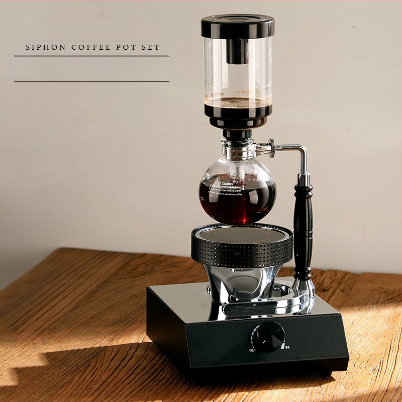 Bincoo Set sifon cafea, Stil minimalist modern, Geam rezistent la temperatură, Materiale: sticlă borosilicată înaltă + ABS + Fier