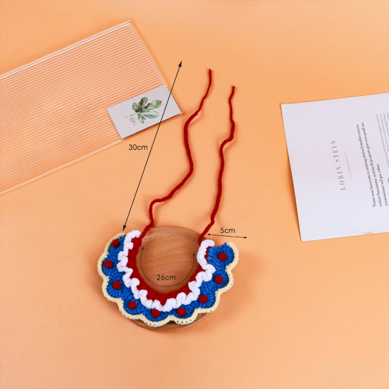 Ručni pleteni vuneni bib za kućne ljubimce s karikaturnim dizajnom, za mačke i male pse, zima, stil princeze