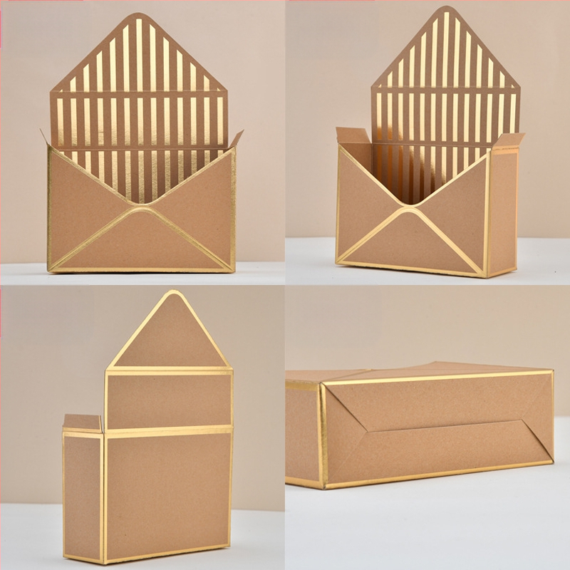 Kutija za cvijeće u obliku omotnice, ručna izrada, model hot stamping envelope flower box, od bijelog kartona 600 g, pakiranje 12 komada, brenda Qianxi packaging.