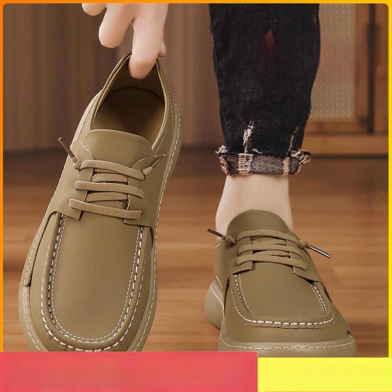 Vastag talpú férfi cipő - mindennapi viselet, mikroszálas felsőrész, gumírozott talp, kerek orr, alacsony sarok 1–3 cm