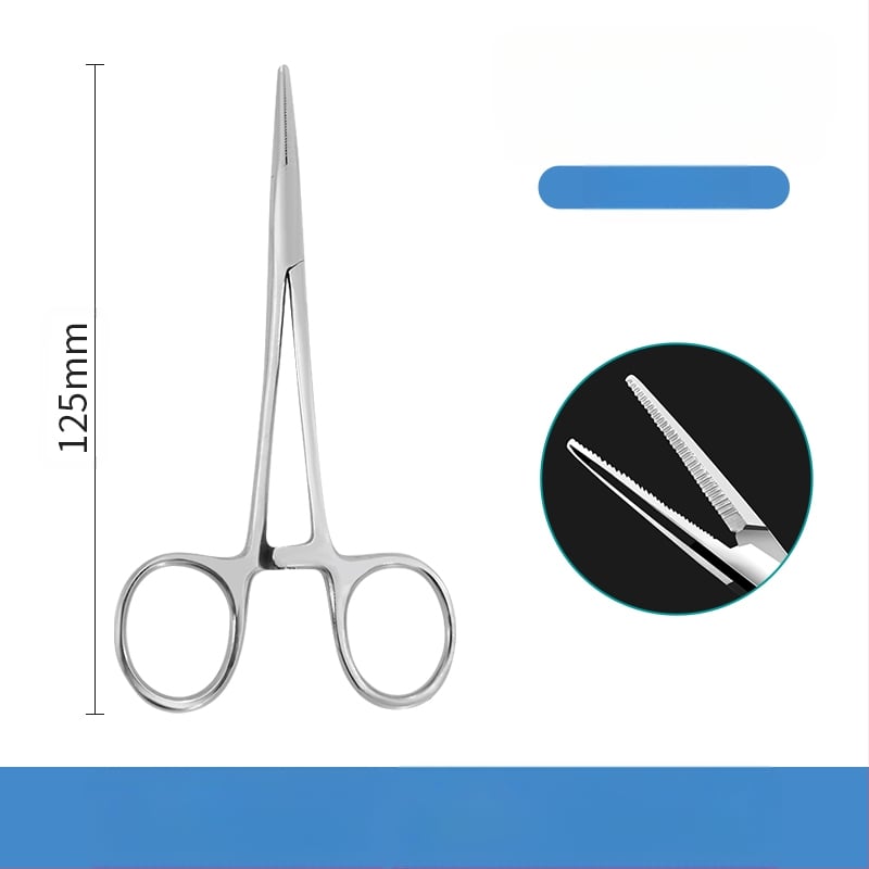 Rozsdamentes acél hemostaták tűfogóval, egyenes és görbült fejjel — Modell qwt-689