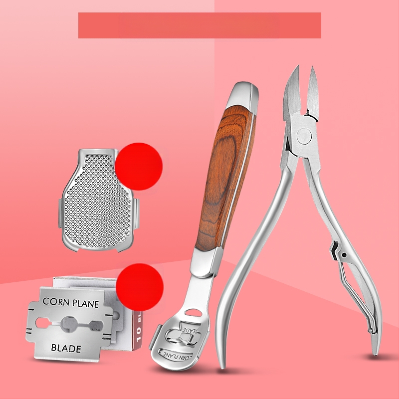 Σετ εργαλείων περιποίησης ποδιών για αφαίρεση νεκρού δέρματος και κακών, κατασκευασμένο από πλαστικό και ανοξείδωτο ατσάλι, σχήμα: πένσες αυλακώσεων νυχιών, κατάλληλο για παιδιά