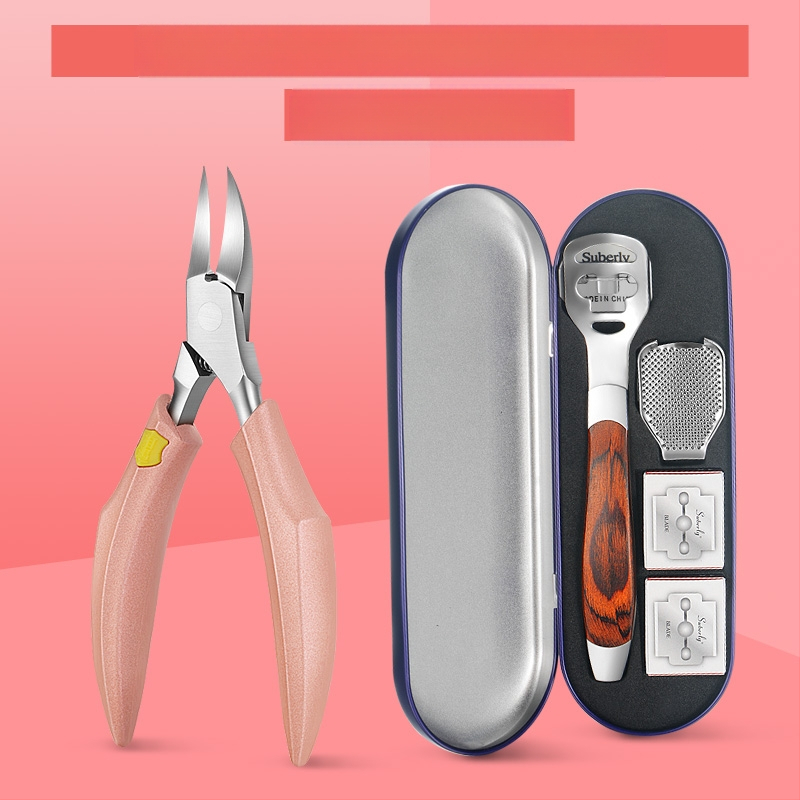 Σετ εργαλείων περιποίησης ποδιών για αφαίρεση νεκρού δέρματος και κακών, κατασκευασμένο από πλαστικό και ανοξείδωτο ατσάλι, σχήμα: πένσες αυλακώσεων νυχιών, κατάλληλο για παιδιά