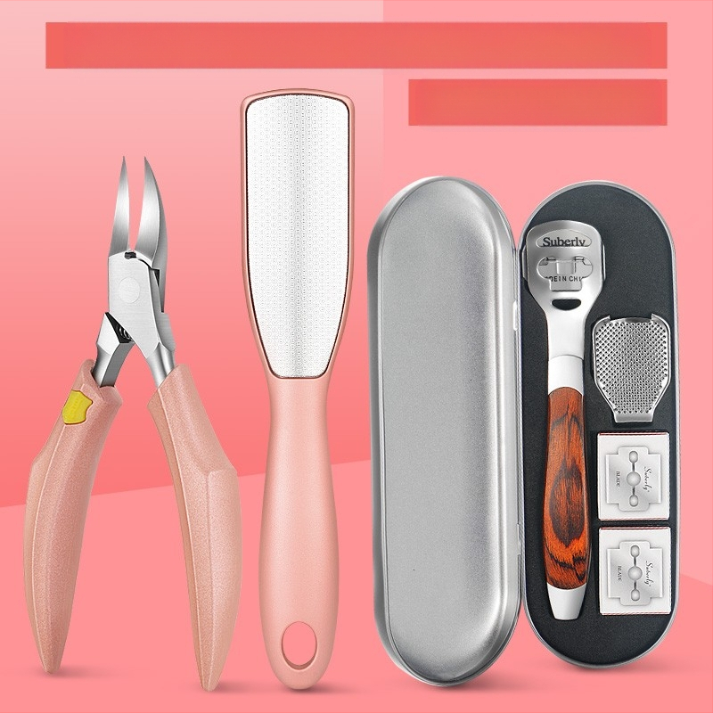 Σετ εργαλείων περιποίησης ποδιών για αφαίρεση νεκρού δέρματος και κακών, κατασκευασμένο από πλαστικό και ανοξείδωτο ατσάλι, σχήμα: πένσες αυλακώσεων νυχιών, κατάλληλο για παιδιά