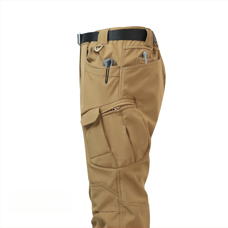 IX7 ojačane taktičke hlače za muškarce — Kamuflažni uzorak, Poliester, Vodootporne, Toplo, Zima/Jesen