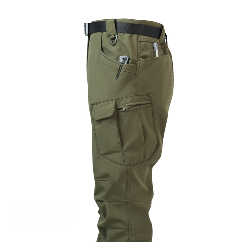 IX7 ojačane taktičke hlače za muškarce — Kamuflažni uzorak, Poliester, Vodootporne, Toplo, Zima/Jesen