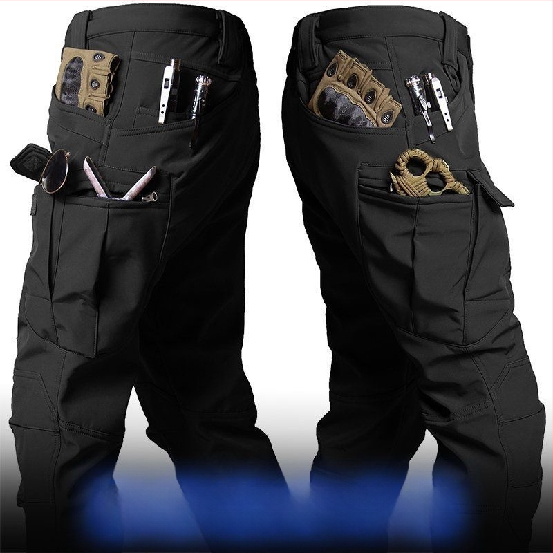 IX7 ojačane taktičke hlače za muškarce — Kamuflažni uzorak, Poliester, Vodootporne, Toplo, Zima/Jesen