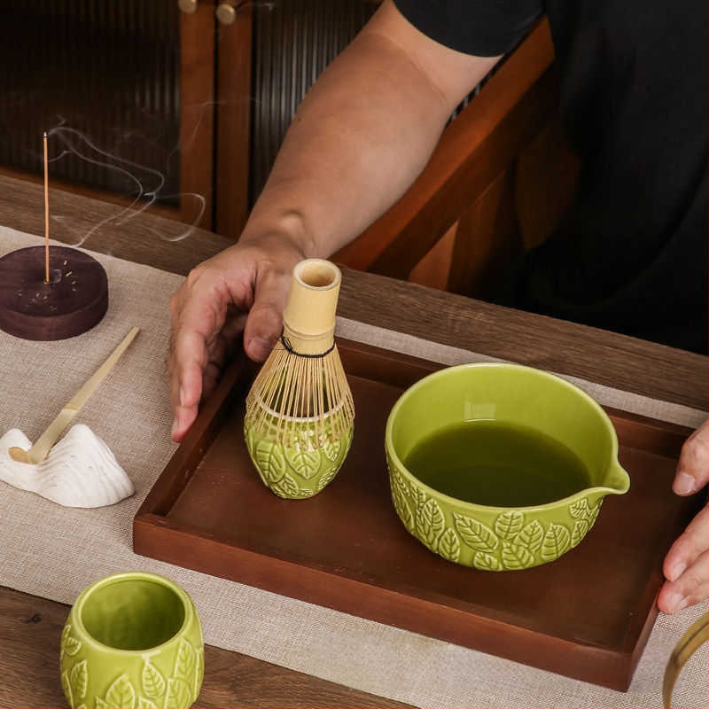 Keramička zdjela za matcha s površinom lebdeće skulpture – retro stil i lagani luksuz, premium kvalitete, za 3 osobe