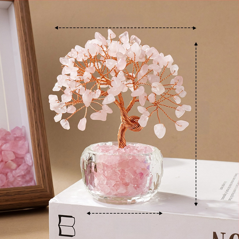 Кристално дърво за късмет с основа – стъклена купа за съкровища, модерен минималистичен стил