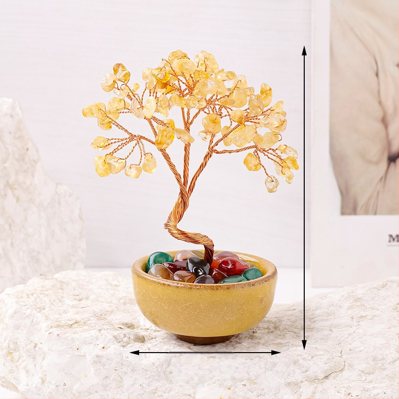 Кристално дърво за късмет с основа – стъклена купа за съкровища, модерен минималистичен стил