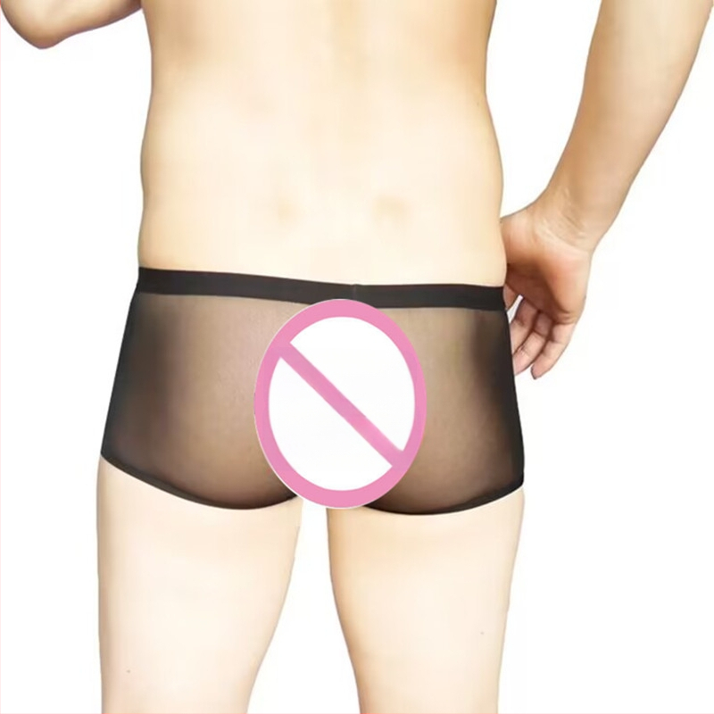 Férfi pamut boxeralsó finom hálószövés, nyitott ágyékrész, magas derék